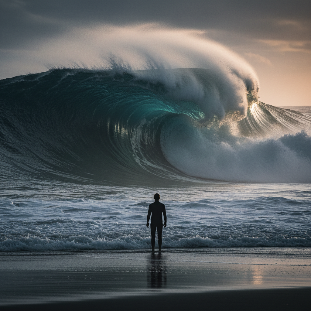 Welle die über eine Person bricht – Symbolbild für die emotionale Überflutung bei Borderline