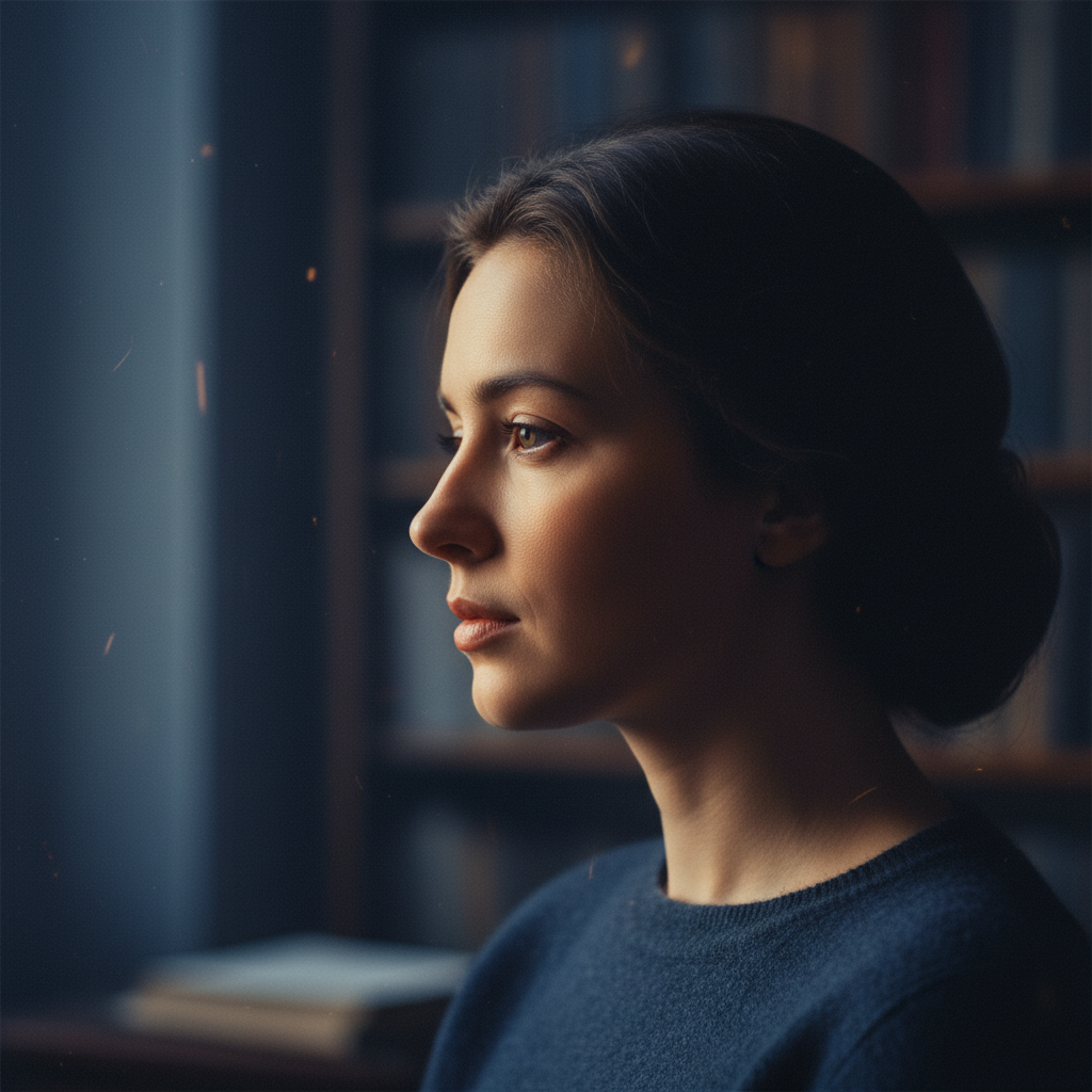 Frau im Halbschatten - Symbolbild für die zwei Gesichter des verdeckten Narzissmus